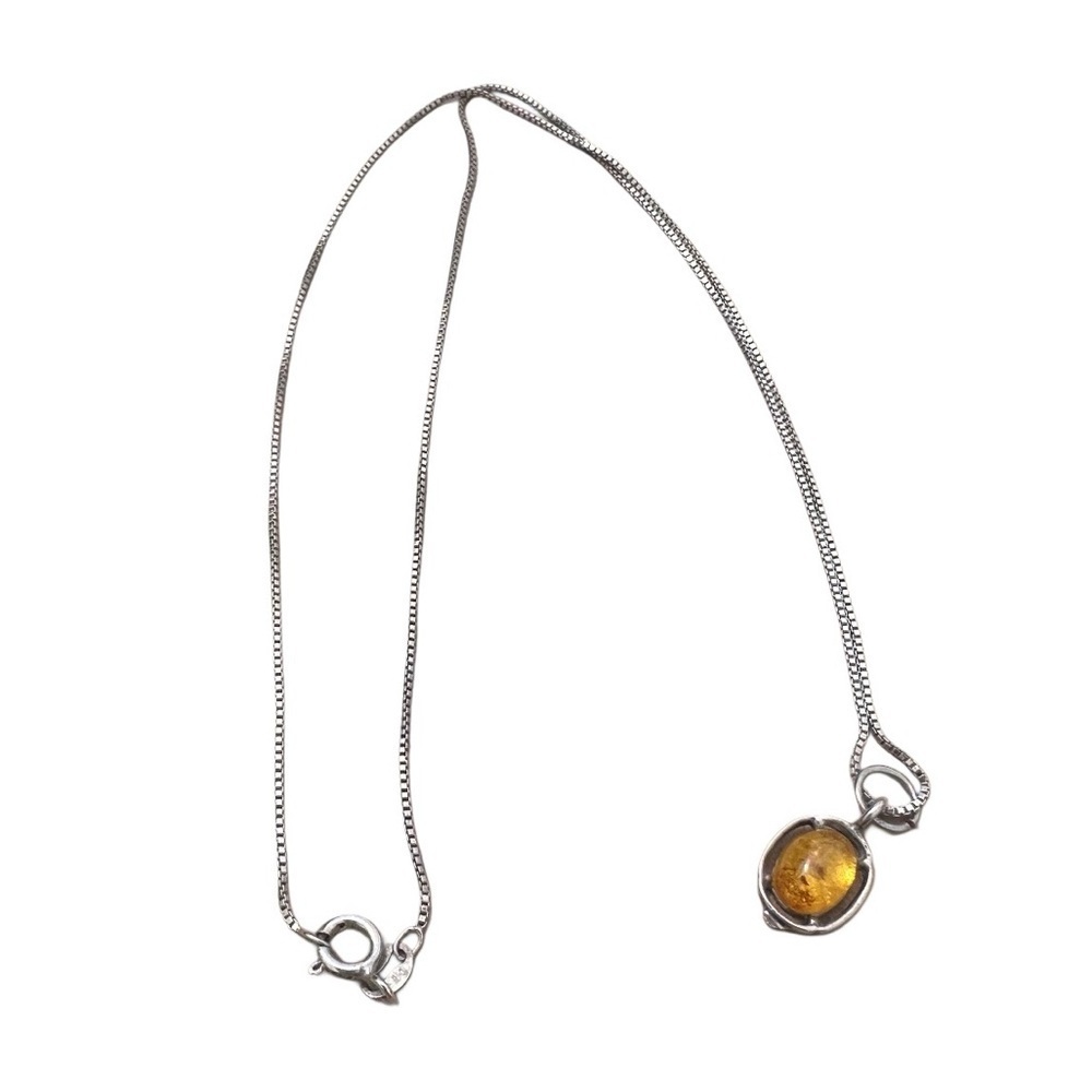 Vintage Natural Solitaire Baltic Amber Necklace 925 Sterling Silver Indonesia - Picture 7 of 16